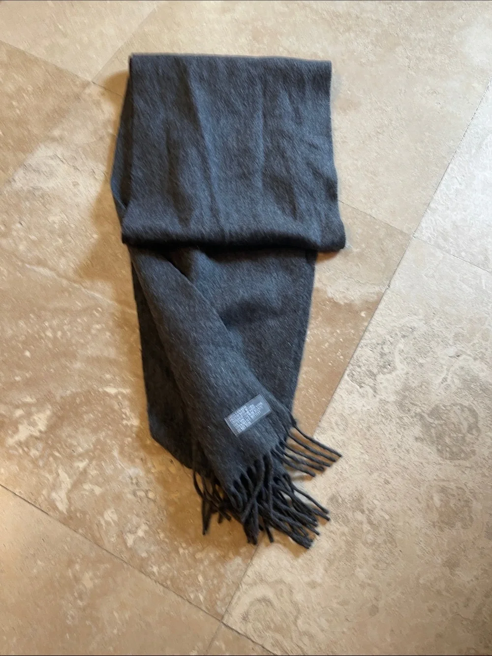 Men's Gray Fringe Scarf - Brand: